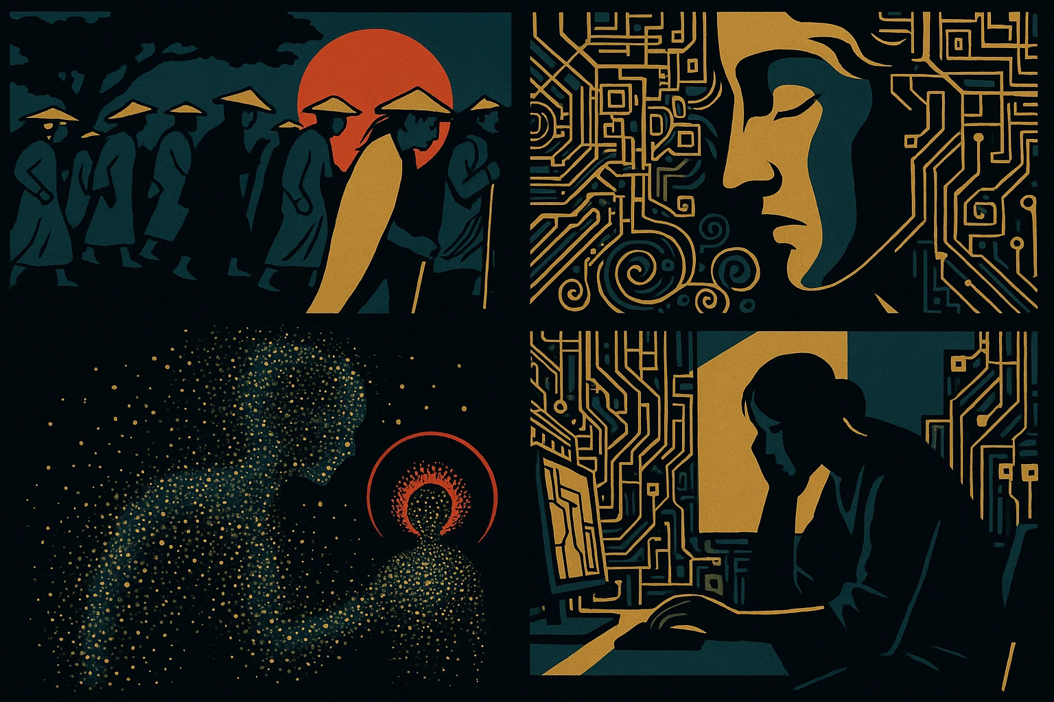 The data-lake mind — gold sparks in deep black