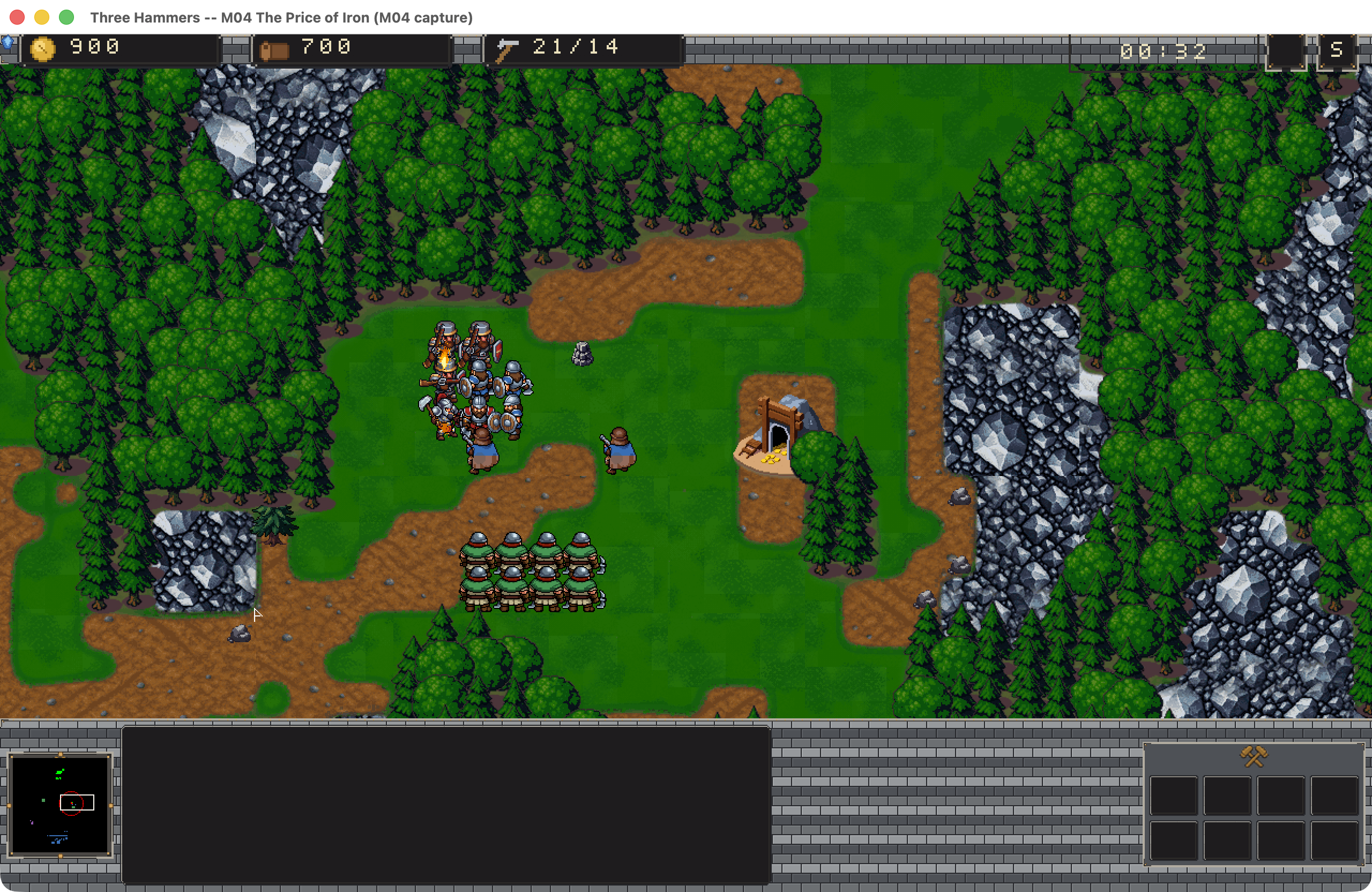 The fourth mission, The Price of Iron: the company at the old seam, the Sharpshooter's muzzle flash in the middle of it.